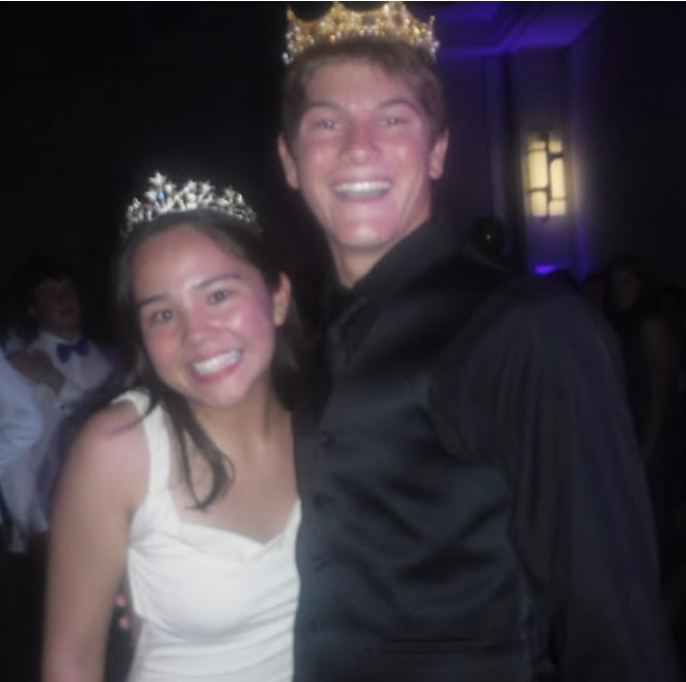 Prom queen (Harmony Powers) and Prom king (Max Moguin) after winning their crowns
